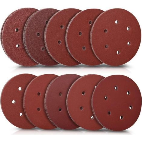 50x disque abrasif rond - Papier de verre ponceuse - Feuilles abrasives collantes crochet et scratch - Grain de 40 à 400 - Diamètre 150 mm (1/4)