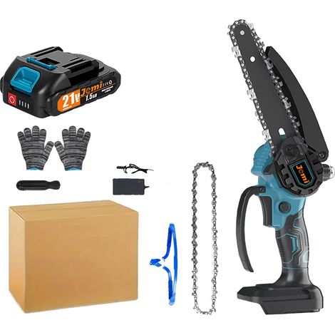 Motosierra a batería, ancho de corte de 15 cm (6 pulgadas), 1 batería, 1 cadena (1/2)