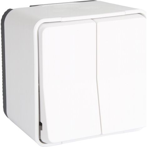 Double interrupteur va et vient IP55 - blanc - Mureva - Schneider