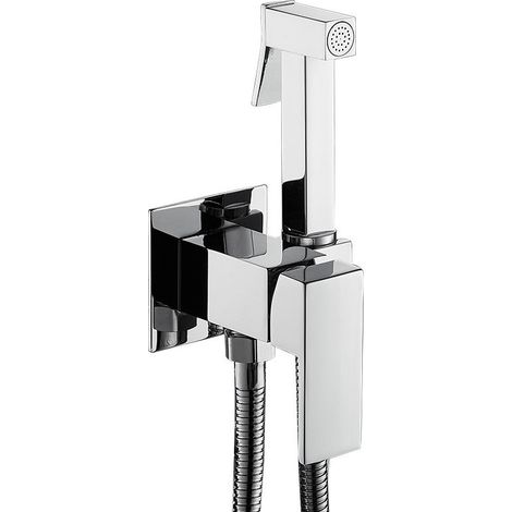 Bathroom shower set, complete bathroom hygiene set with shower, holder and three-way tap, chrome (1/5)