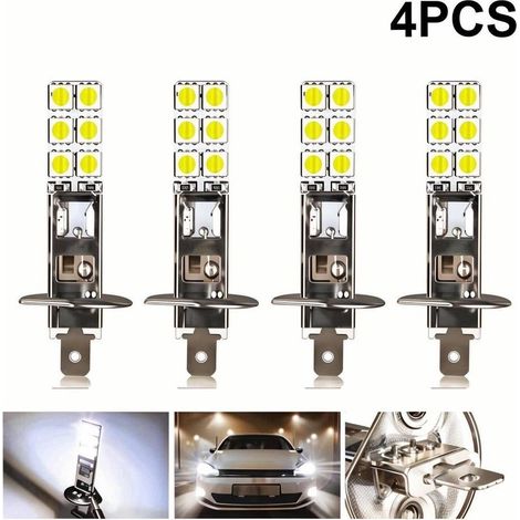 4 pièces ampoule H1 LED 12V 6000K blanc 12W LED feux antibrouillard de voiture 62 x 11 cm