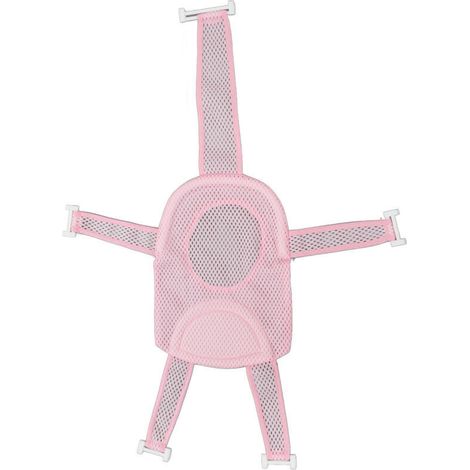 Siège de bain universel réglable pour bébé avec filet respirant antidérapant et appui-tête doux, rose (1/5)