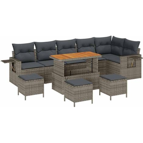 Maison Exclusive - Gartensofa-set mit Kissen 12 pcs Grau Poly-Rat