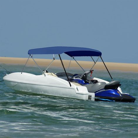 Auvent bimini bateau 4 arceaux bleu marine 243 x (230-244) x 137 cm - PANGIVO