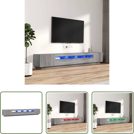TV-Schrank - 3-tlg. TV-Schrank-Set LED-Leuchten Grau Sonoma Holzwerkstoff (1/5)