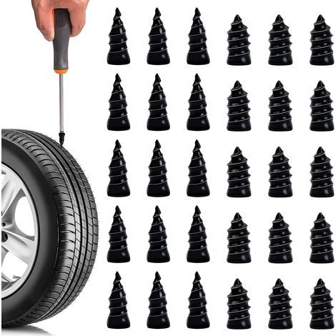 Clous Pneus Voiture, 30 Pièces Clou en Caoutchouc de Réparation de Pneu, Clou en Caoutchouc de Pneu sous Vide, Outil de Réparation Rapide, Convient aux Voitures, Motos, Camions(15S+15L) (1/5)