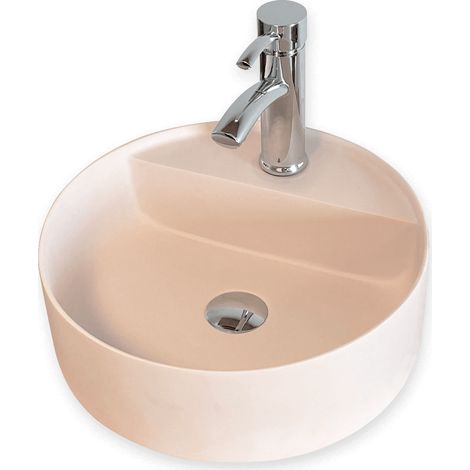 Vasque Semi-Encastrée - 42,5 cm - en Solid surface - Beige Rosé - Aurélie (1/3)