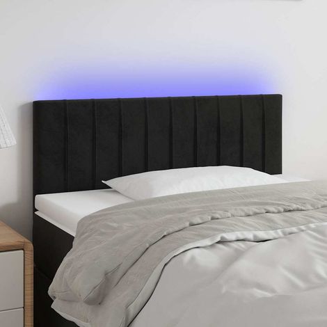 Tête de lit LED noire réglable en hauteur en velours 100 x 5 x 78/88 cm - PANGIVO (1/5)