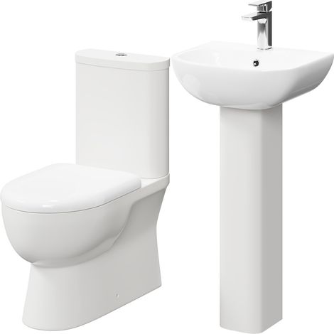 Monza 450mm Full Pedestal Basin and Closed Back Toilet Suite (1/5)