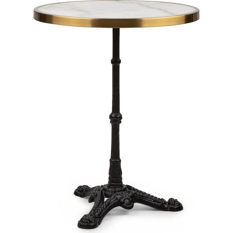 blumfeldt Patras - Bistro-Tisch, Gartentisch, Deko-Zierkante, Gusseiserner Standfuß, für drinnen und draußen, wasserfest, frostsicher, 57,5 cm Ø 72 cm Höhe, weiß