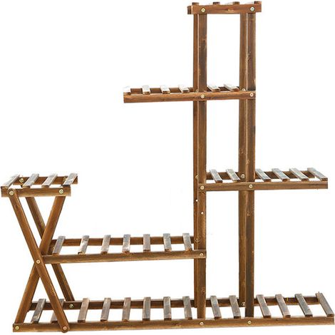 Porte plantes et étagère à plantes - Intérieur-Extérieur à 5 Niveaux Echelle Fleurs Pour Jardin Maison Balcon Terrasse-95x25x95CM (1/5)