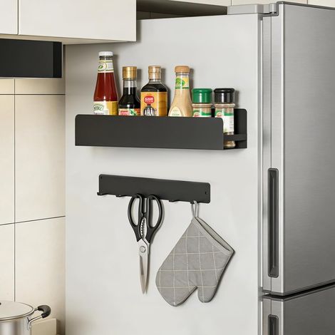 2 Pièces Étagères Magnétiques pour Frigo Gris (1/5)