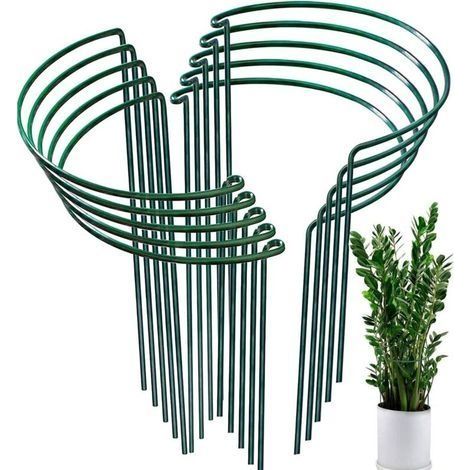 Lot de 10 piquets de soutien demi-rond pour plantes – Fer durable – 20 x 35 cm – Pour tomates, pivoines, hortensias, plantes grimpantes (1/5)