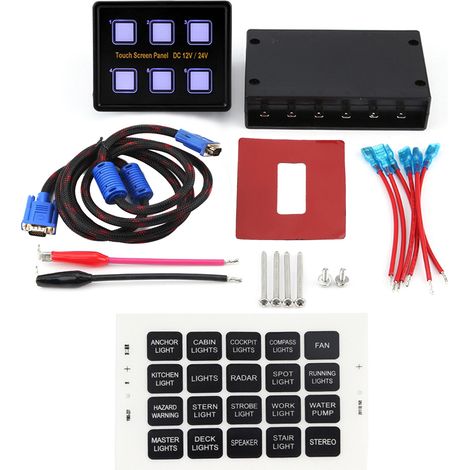 12V/24V 6 Gang écran tactile boîtier panneau de commande interrupteur LED universel pour voiture bateau (1/5)