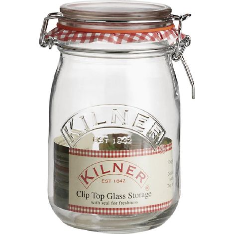 Kilner Clip Top Glass - Round Storage Jar - 1 Litre (1/5)