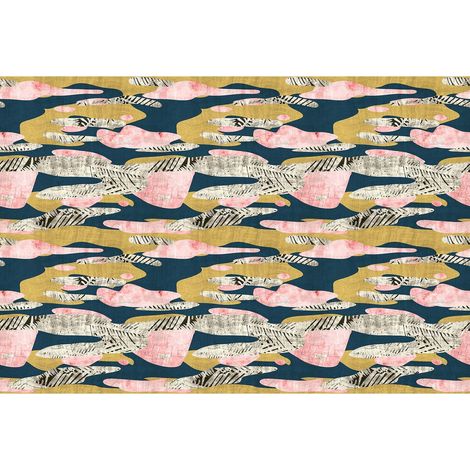 Papier peint panoramique camouflage bleu, rose & jaune Tapisserie panoramique originale chambre adulte Papier peint panoramique multicolore (1/2)