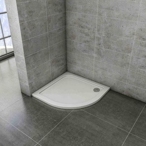 AICA Plato de Ducha Curvo Semicircular 76x76x3cm Extraplano Antideslizante Capa Gelcoat Blanco