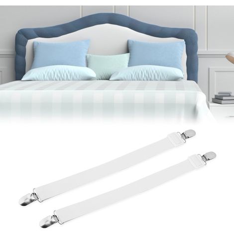 Lot de 2 pinces à draps multifonctions, sangles de maintien antidérapantes, support de matelas (blanc) (1/5)