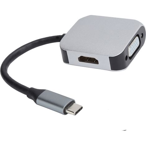 Adaptateur Hub USB Type‑C vers HDMI VGA 1080P Station d'Accueil Compatible Branchement Immédiat (1/5)
