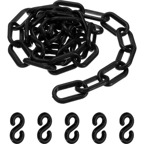 3.3 Pieds Chaîne En Plastique Avec Attaches, Barrière De Sécurité Colorée Pour Parcs Aéroports Parkings Gestion Des Foules, Noir (35 x 4.5 Mm) (1/5)