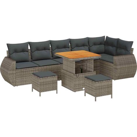 Maison Exclusive - Set Divano da Giardino 9 pcs Grigio Rattan in Polipropilene