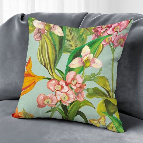 Housse de coussin extérieur fleurs printemps été, décoration canapé,45×45cm (1/5)