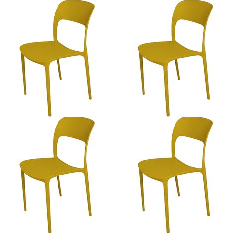 Set 4 Sedie in Polipropilene Ergonomiche Soggiorno 56x48x83 cm ocra