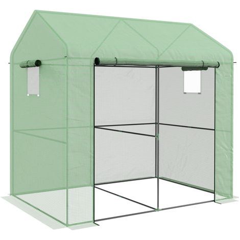 Serra da giardino 2,8 m² con 1 grande porta avvolgibile e 2 finestre, dim. 200L x 140P x 200A cm, verde (1/5)