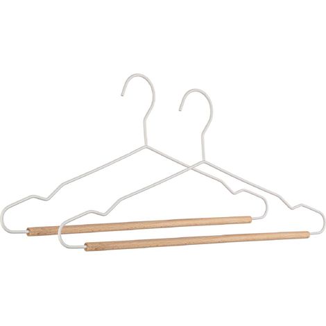 Set 2 gruccia con barra "Closet" in legno e acciaio -Bianco (1/2)