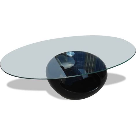 Maison Exclusive - Couchtisch mit Ovaler Glasplatte Hochglanz Sch (1/5)