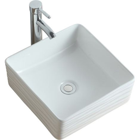 Aufsatzwaschbecken L.36 x H.13 x T.36 cm weiß PIA (1/4)