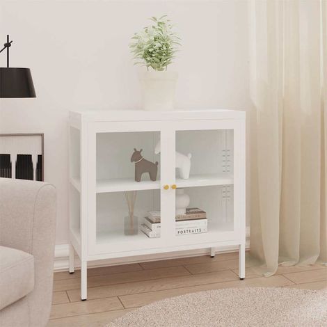 336065 Sideboard White 70x35x70 cm Steel and Glass vidaXL (1/5)