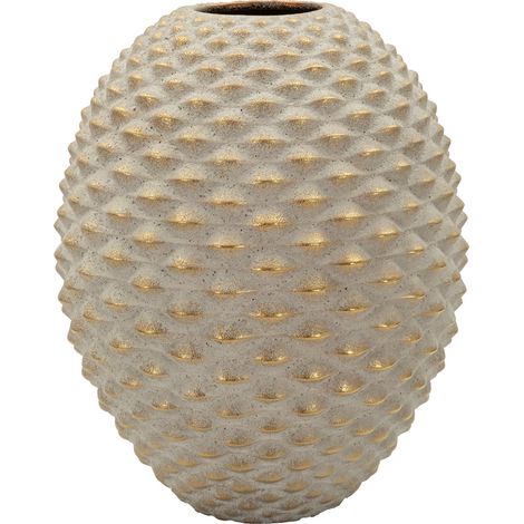 Vaso Dabari, Finitura Geometrica a Rilievo, Beige, Colore Struttura oro, Diametro 8.5 cm (1/5)