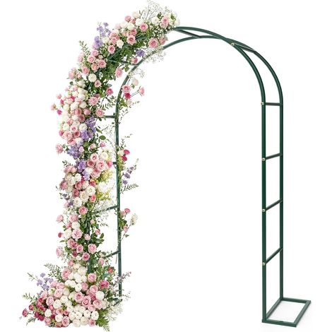 Arche de Jardin en métal avec Socle - 180 x 230 cm - Décoration avec Plantes et Ballons - pour Anniversaire, Mariage, soirée Romantique - Vert (1/5)