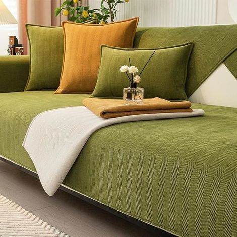 (Grüner) Sofabezug - AUTREMENT - Chevron-Chenille - Grün - 70 cm x 90 cm - Maschinenwaschbar (1/4)