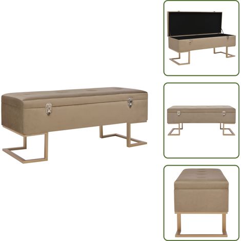 Banc avec compartiment de rangement 105 cm Beige Velours - Banc Coffre - Banc Velours - Banc Rangement - Meuble D'entrée - Décoration Intérieure (1/5)