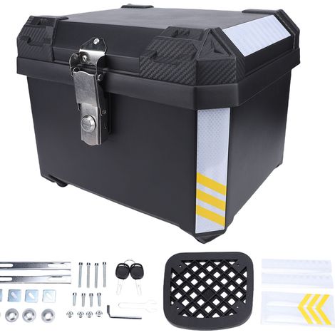 Top case moto 45L grande capacité inox – Coffre étanche détachable rangement bagages, transport (1/5)