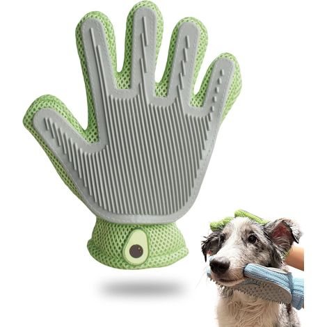 2 in 1 Dog Grooming Glove, Anti-Hair Bath and Massage Tool for Long Haired Dogs, Cats, Horses, Rabbits 1 Piece (Green) (1/5)