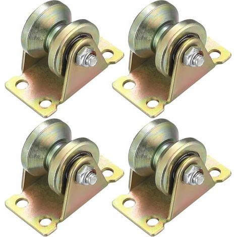 Poulie de levage à rainure en V – Lot de 4 pièces en acier 45 – Charge maximale élevée – Installation facile pour portes coulissantes (1/5)
