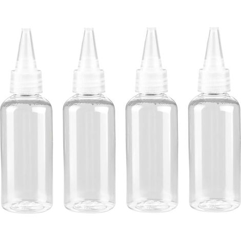 Quatre flacons souples en plastique de 60 ml, petits flacons pulvérisateurs vides, applicateurs de peinture, de colle et d'encre, flacons de teinture capillaire, flacons compte-gouttes, applicateurs d (1/5)