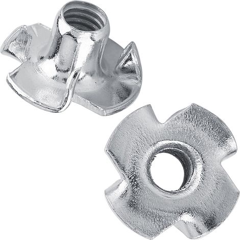 Écrous à griffes en acier au carbone galvanisé, inserts filetés pour bois, M6, lot de 50 pièces (1/5)