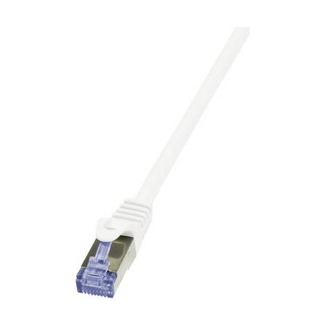 LogiLink CQ4021S RJ45 Câble réseau, câble patch CAT 6a S/FTP 0.50 m blanc contacts dorés, ignifuge, (1/2)
