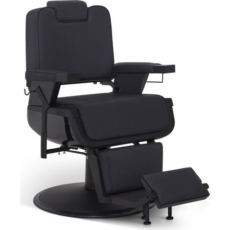 Barberpub Friseurstuhl mit Kopfstütze Kippbar, Friseureinrichtung mit Hydraulikpumpe 360° Drehbar, Bedienungsstuhl Höhenverstellbar, Barber Stuhl Kunstleder, 3823 (Schwarz) (1/5)