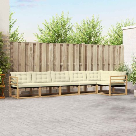 vidaXL Outdoor-Sofagarnitur mit Kissen 6 pcs Weiß und Creme (1/5)
