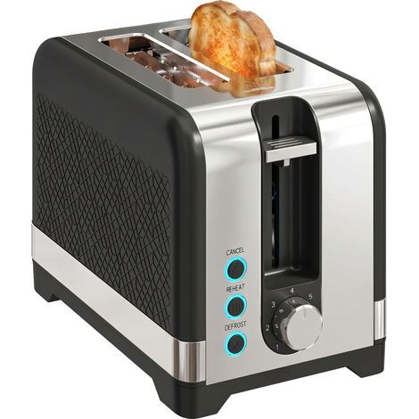 Grille-pain 2 tranches avec 7 niveaux de brunissage, fonctions réchauffage/décongélation/arrêt, grille de maintien au chaud, 930 W (1/5)