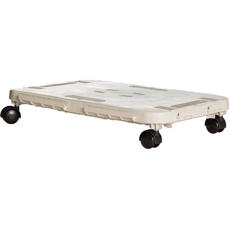 Dmora Plataforma con ruedas de polipropileno, 100% Made in Italy, 48x29h8 cm, color beige