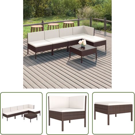 Salon de jardin 6 pcs - Canapé de jardin - Ensembles de Meubles d'exterieur - avec coussins Résine tressée Marron Chic-199507 (1/5)