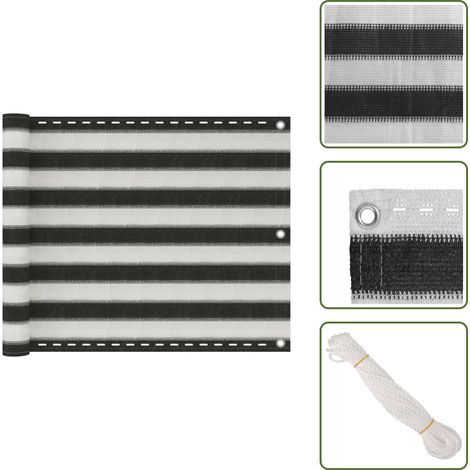 Malla para balcón blanco - vidaXLToldo para balcón HDPE 75x600 cm gris antracita y blanco - Malla para balcón resistente al moho