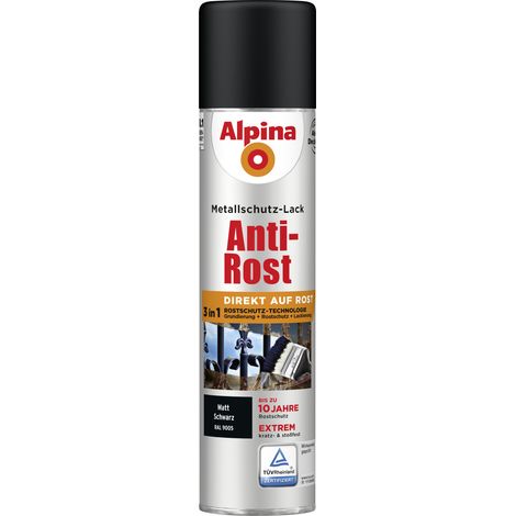 Alpina Sprühmetallschutz-Lack Anti Rost 400ml schwarz matt Sprühlack Schutzlack (1/3)