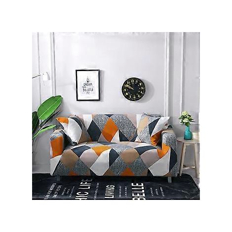 Stretch-Sofabezug, bedruckter Couchbezug, Sesselbezug für Polstersofas, elastischer Universal-Möbelschutz mit 2 Kissenbezügen, katzensicher